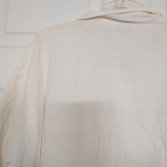 CP Shades Linen Cotton Shirt Womens Size Large White Button Front Short Sleeve - Picture 7 of 13